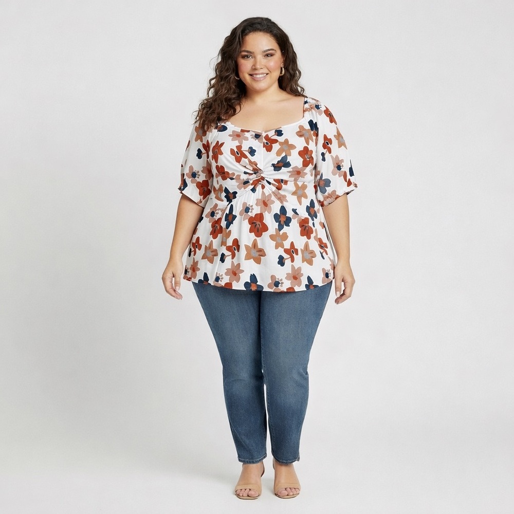 BloomChic Floral Twist-Front Blouse – Size 30